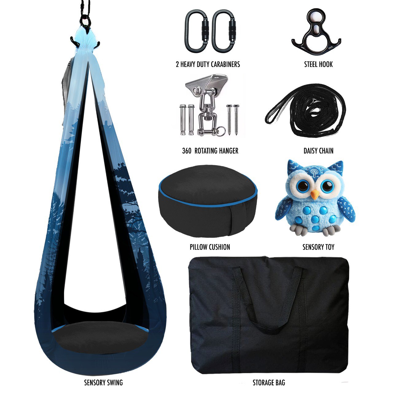Sensory Swing for Kids & Adults Indoor & Outdoor for Calming Effect - Double Layered Soft Fabric